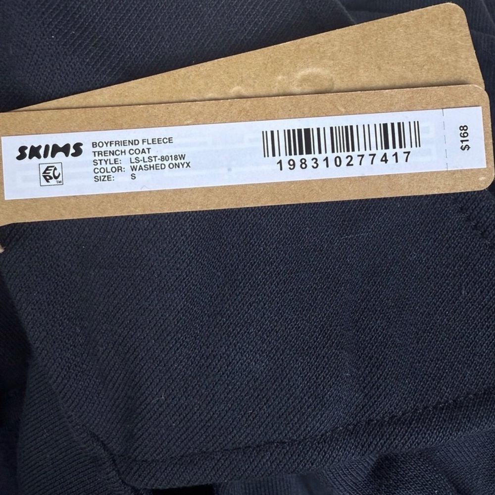 NWT SKIMS Boyfriend Fleece Oversized Trench Coat • Washed Onyx • Women’s S  New - Picture 4 of 15